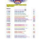 Spring Season Practice Schedule- Week of May 2